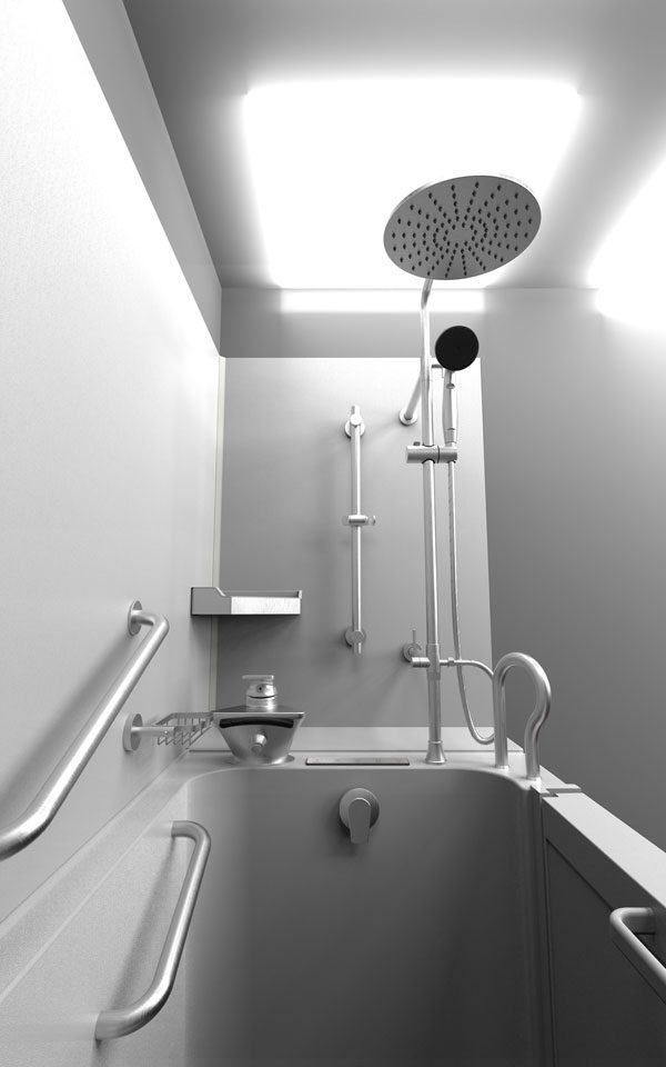 Modern bathroom with sinks and bidet<br />
